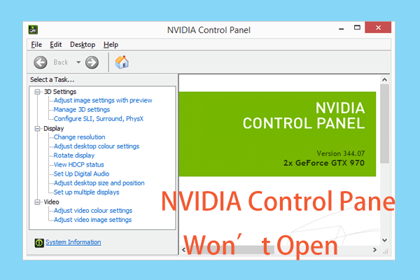 nvidia control panel won t launch